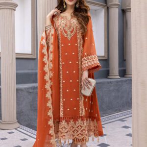 Elegant Lawn Heavy Embroidered Dress With Bamber Chiffon Embroidered Dupatta (UnStitched) (DRL-1436)