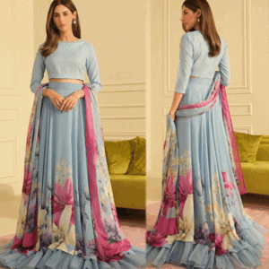 Digital Floral Print Silk Maxi Dress 2024 with Printed Silk Dupatta (Unstitched) (DRL-1686)