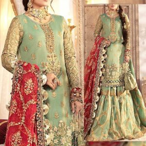 Elegant Masoori Embroidered Wedding Dress with Embroidered Organza Dupatta Collection 2024 (Unstitched) (CHI-607)