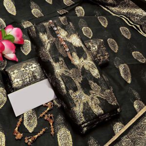 Shiny Cotton Jacquard Dress Jacquard Dupatta Masoori Trouser (DRL-1681)
