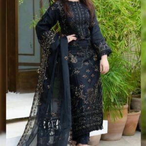 Luxury Lawn Collection Heavy Embroidered Dress With Bamber Chiffon Embroidered Dupatta (UnStitched) (DRL-1354)