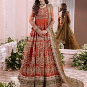 Chiffon Heavy Embroidery Wedding MAXI Dress With Multi Embroidery Lace Dupatta (Unstitched) (CHI-882)