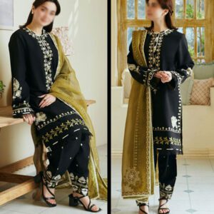 Latest Lawn Embroidered Dress With Organza Dupatta (Unstitched) (DRL-1682)