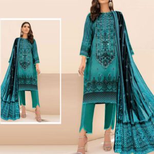 Latest Lawn Embroidery Dress With Printed Chiffon Dupatta (Unstitched) (DRL-1651)