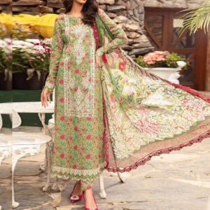 Digital Printed Lawn Embroidery Patches Dress With Digital Printed Chiffon Dupatta (Unstitched) (DRL-1635)