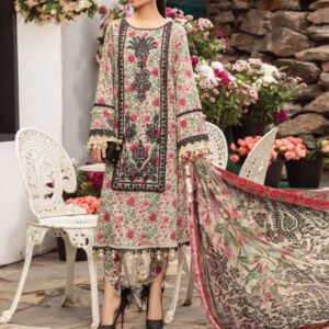 Digital Printed Lawn Dress Embroidery Patches With Printed Chiffon Dupatta (Unstitched) (DRL-1636)