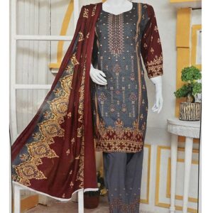 Lawn Sequence Heavy Embroidered Dress With Lawn Printed Dupatta Lawn EMB Trouser (Unstitched) (DRL-1700)