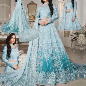 Luxurious NET Tie & Dye 3D FULL Handwork (5000+ Pearls Use) & Heavy Embroidered Net Wedding Maxi Dress (CHI-851)