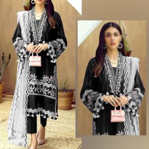 Luxurious Lawn Embroidered Dress With Bamber Embroidered Chiffon Dupatta (Unstitched) (DRL-1630)