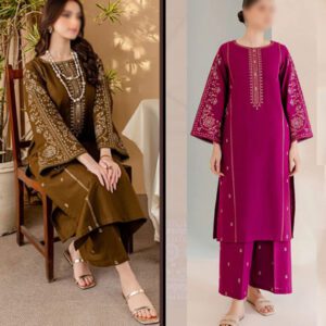 EID DEAL Pack Of 2 Luxury Lawn Heavy Embroidered Dress Heavy Embroidery Trouser (Deal-99)