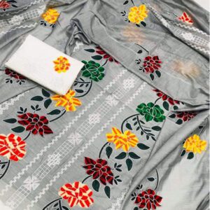 Paper Cotton Heavy Embroidered Dress With EMB Dupatta & EMB Trouser (Unstitched) (DRL-1668)