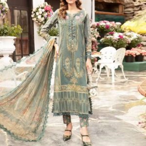 Printed Lawn Embroidered Dress With Printed Chiffon Dupatta (Unstitched) (DRL-1673)