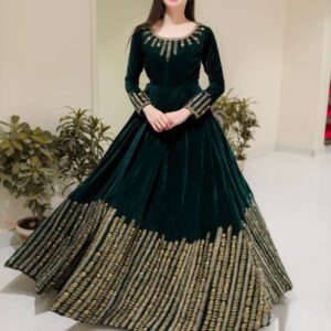 Ready Made Silk Front Back Heavy Embroidery Anarkali Style MAXI (Ghair 100+)  (RM-154)