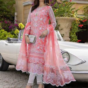 Organza Full Heavy Sequins Embroidered Dress With Organza Embroidered Dupatta (UnStitched) (Embroidered Chiffion Duppata (CHI-838)