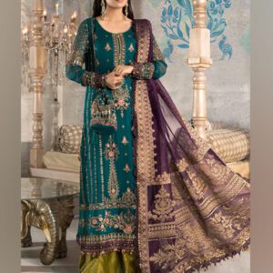 Chiffon Wedding Collection Heavy Embroidered Dress With Organze Embroidered Dupatta (UnStitched) (CHI-481)