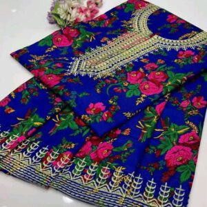Acrylic Marina Digital Printed Summer Multani Dress With EMB Trouser 2 PCs Suite (Unstitched) (DRL-1751)
