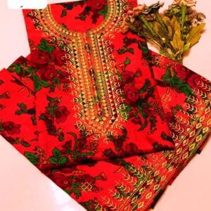 2 PCs Acrylic Marina Digital Printed Summer Multani Dress With EMB Trouser (Unstitched) (DRL-1754)