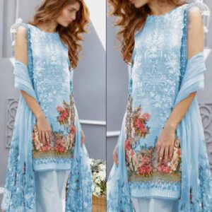 Latest Embroidered Lawn Dress 2024 With Printed Lawn Dupatta (Unstitched) (DRL-1738)