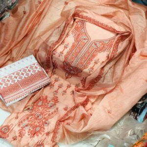 Paper Cotton Heavy Embroidered Dress With EMB Dupatta & EMB Trouser (Unstitched) (DRL-1714)