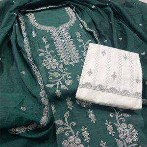 Paper Cotton Heavy Embroidered Dress With EMB Dupatta & EMB Trouser (Unstitched) (DRL-1743)
