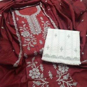 Paper Cotton Heavy Embroidered Dress With EMB Dupatta & EMB Trouser (Unstitched) (DRL-1744)