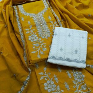 Paper Cotton Heavy Embroidered Dress With EMB Dupatta & EMB Trouser (Unstitched) (DRL-1746)
