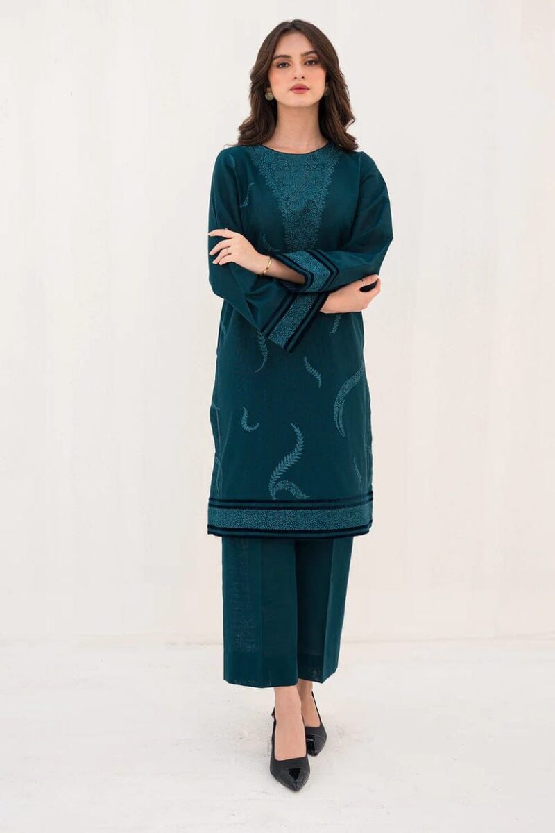 Jazmin D|19-02 | 2pc Dhanak Embriodered Shirt with Trouser