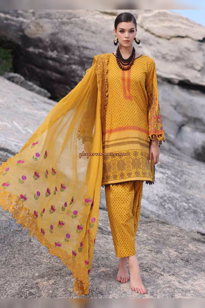 Charizma 3 Piece Lawn Overall Dress Design – Luxury Digital Printed Lawn with Bamber Chiffon Dupatta