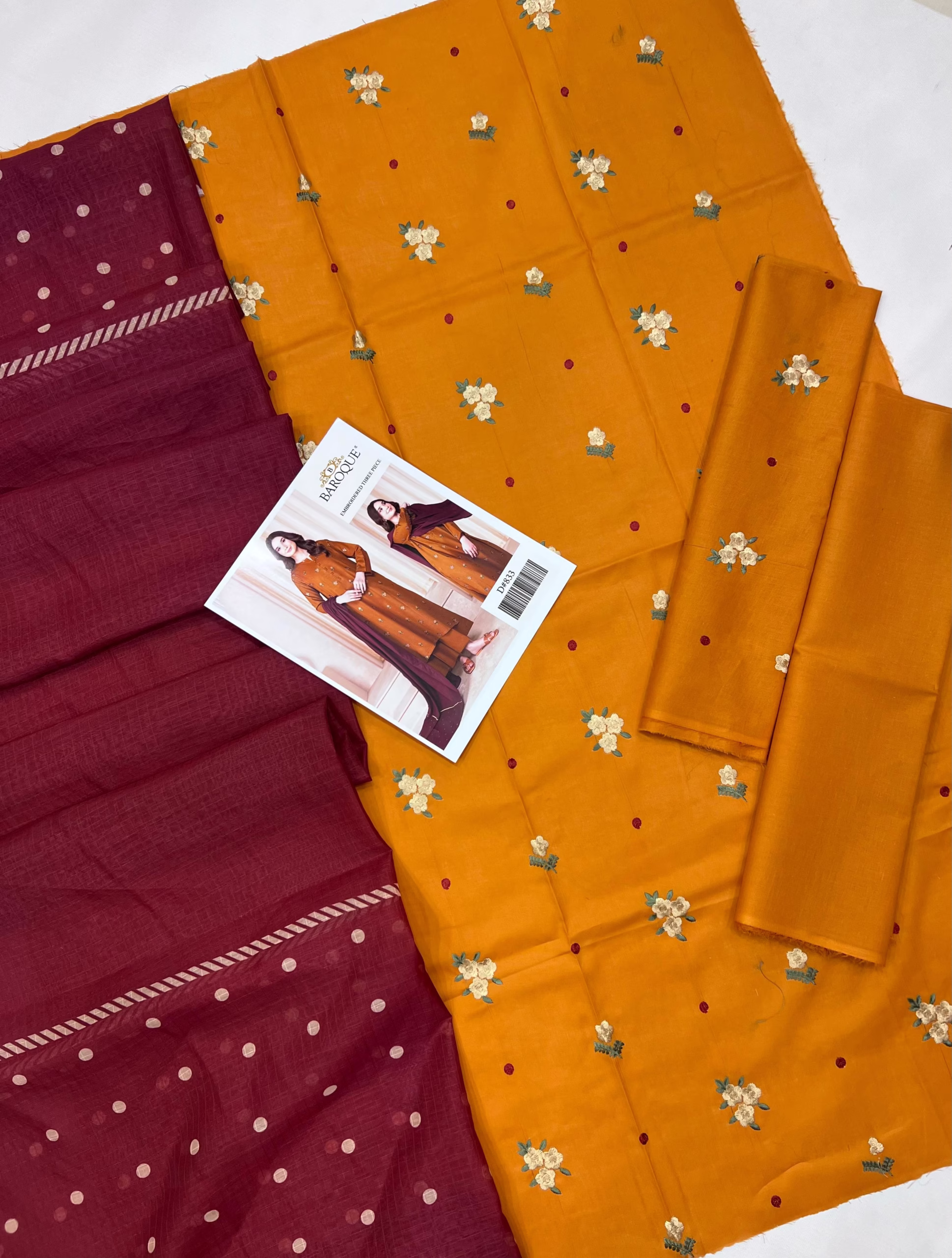 Baroque Lawn 2025 – Elegant Embroidered lawn Suit with Digital Diamond Dupatta(JBN) - Image 2