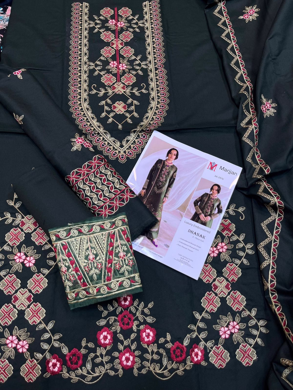 MARJAN | 3PC Premium Dhanak Suit | Embroidered Shawl Edition (ROR) - Image 3
