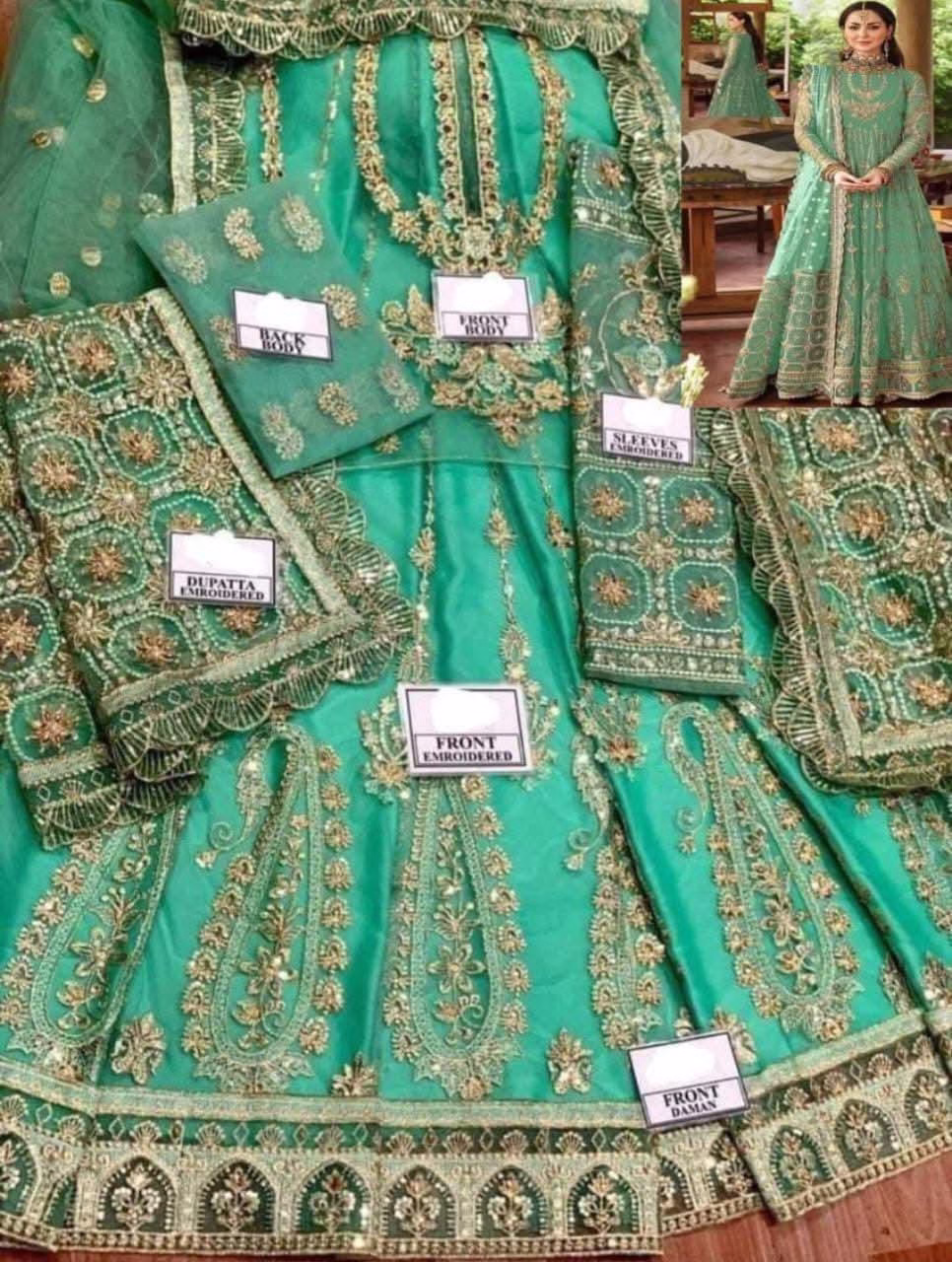 Afrozeh Luxury Net Maxi | Hand-Embellished Embroidered 3PC Unstitched (SHA) - Image 4