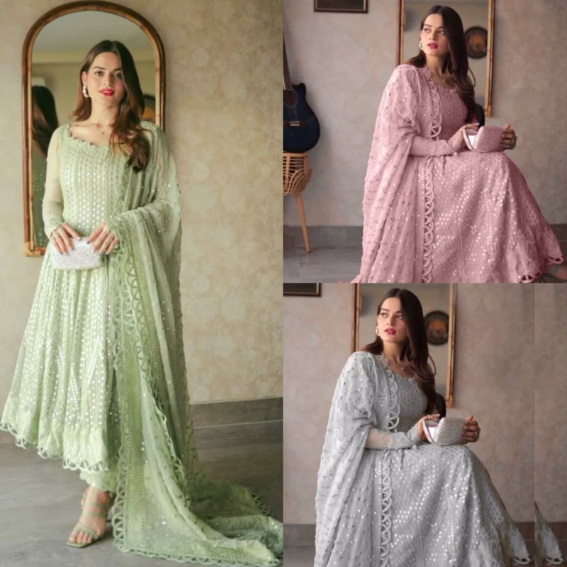 Asim Jofa Luxury Chiffon Maxi | 9mm Sequence Embroidered 3PC Unstitched (SHA)