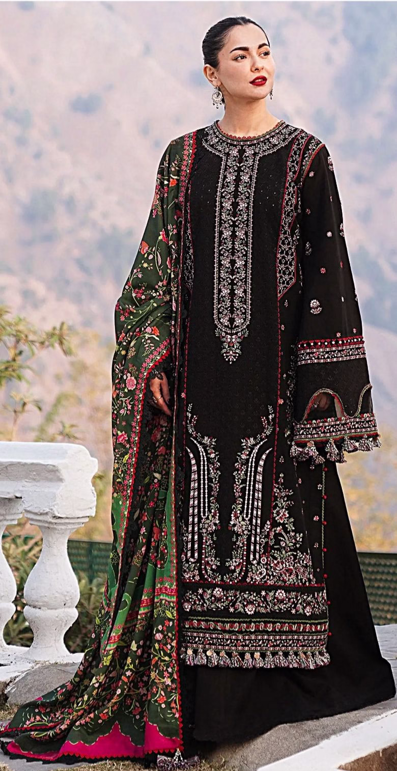 Maria B Winter Collection | Dhanak 3PC Embroidered Suit with Pashmina Shawl (ROR)