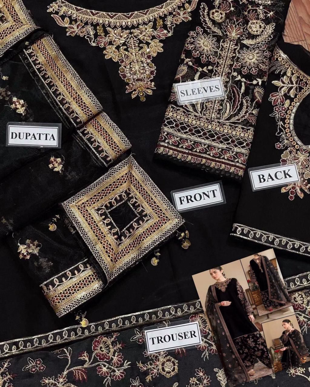 Baroque Jazmin Chiffon Wedding Collection | Luxury 3PC Embroidered Outfit (BSF) - Image 6