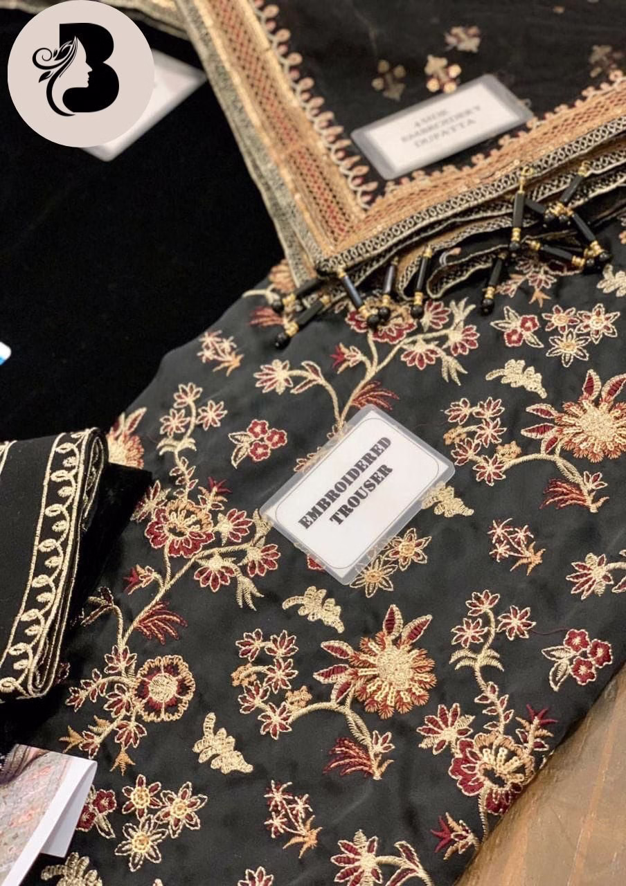 Baroque Jazmin Chiffon Wedding Collection | Luxury 3PC Embroidered Outfit (BSF) - Image 7