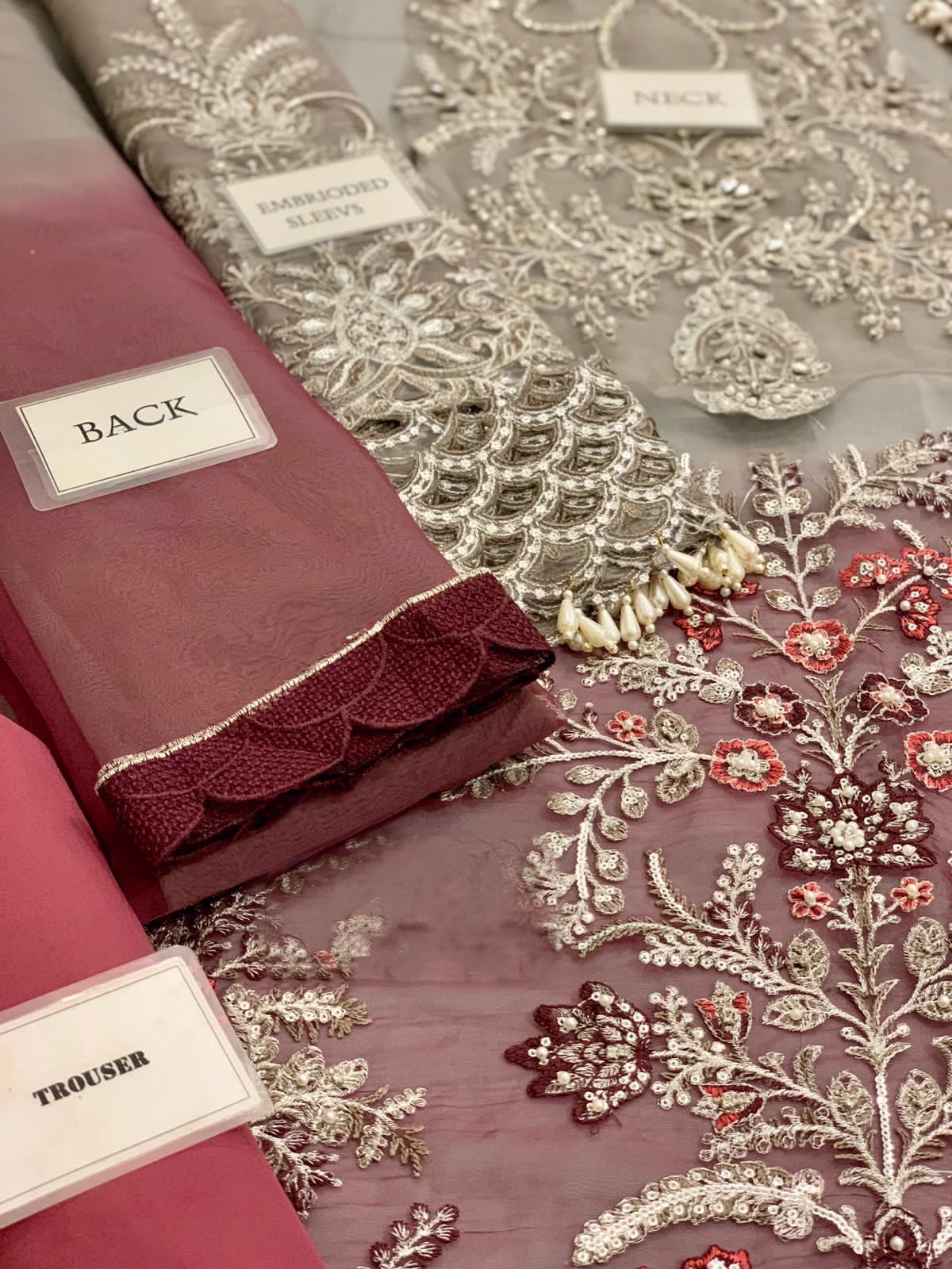 MARIA B | Luxury Organza Tie & Dye 3PC | Spangle & Hand Embellishment (BSF) - Image 9