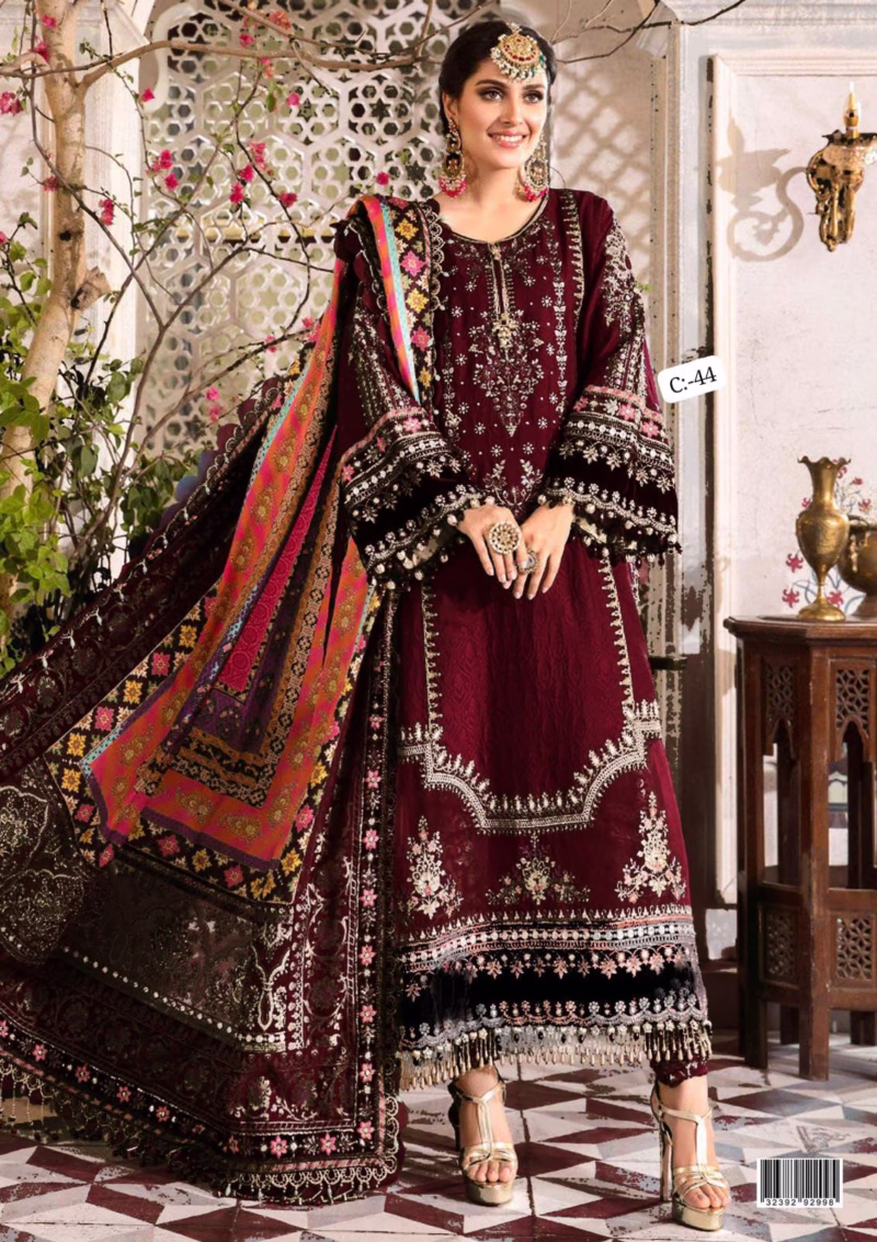 Maria B Luxury Chiffon Collection | Heavy Embroidered Spengle Work 3PC Suit (BSF)